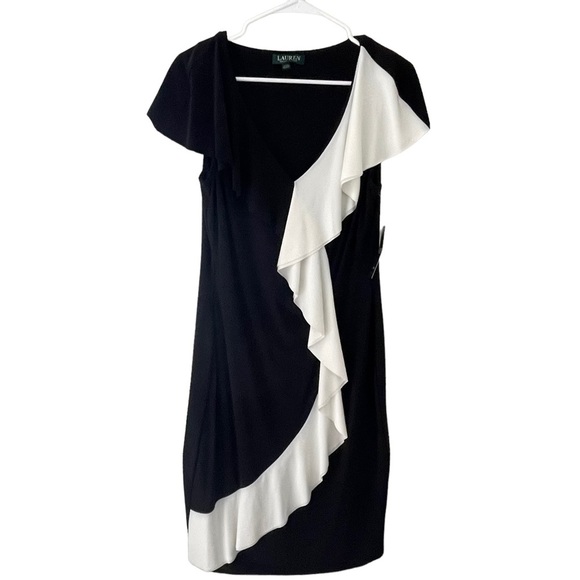 Lauren Ralph Lauren Dresses & Skirts - Nwt Lauren Ralph Lauren Black White Ruffle Midi Dress Size 12